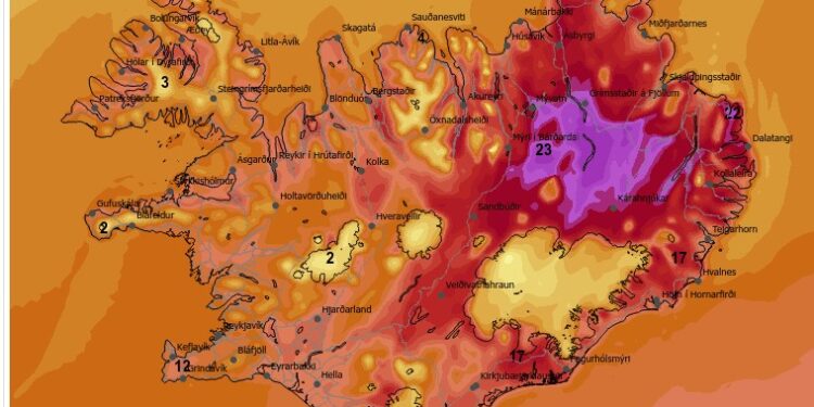 Um og yfir 20 stiga hiti í dag