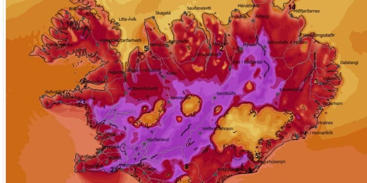 Hiti 14 til 23 stig og jafnvel hærri