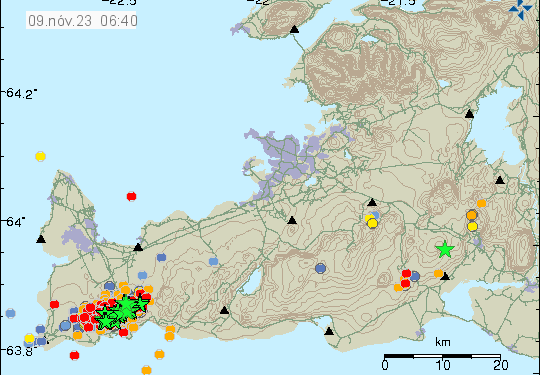 Kröftug hrina við Þorbjörn og Sýlingafell í nótt