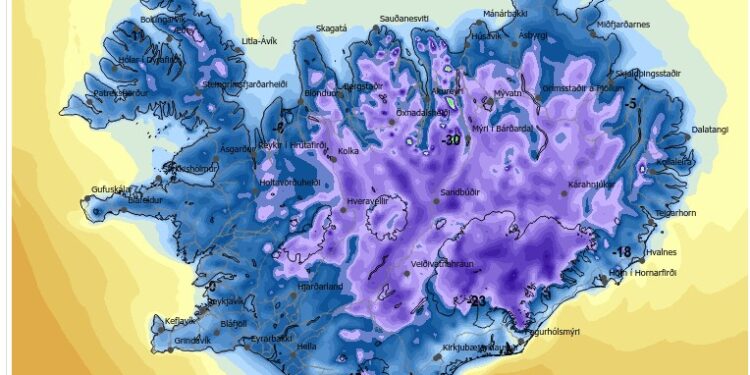 Frost 2 til 11 stig en allt að 10 stiga hiti á morgun