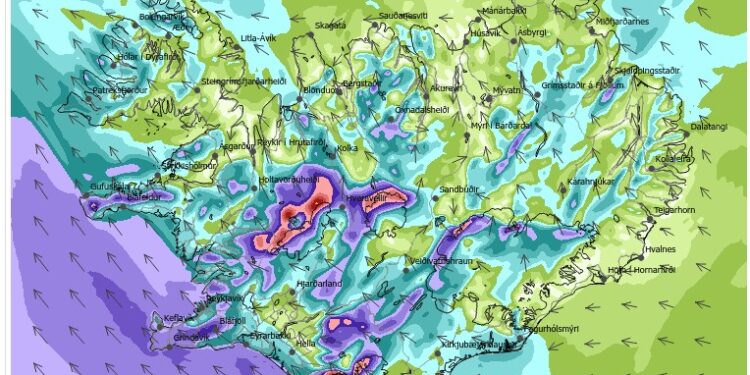 Lægð á leið yfir suðvesturhornið