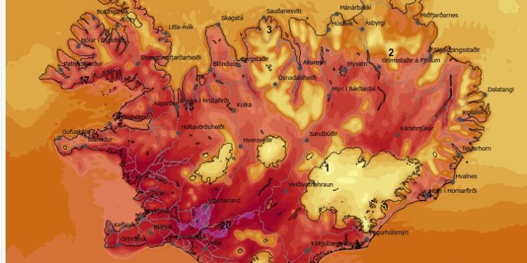 Hiti 10 til 20 stig, hlýjast á Suðurlandi