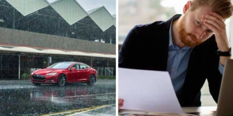 Keyrði Tesluna í rigningu – verður að borga nýjan rafgeymi fyrir þrjár milljónir króna