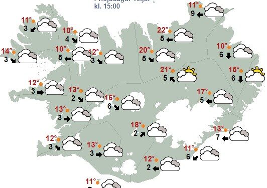 Víða bjartviðri, en skýjað vestast á landinu
