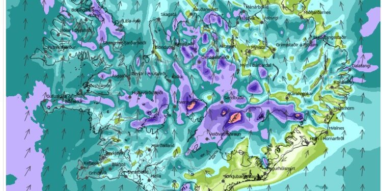 Gular viðvaranir – Lægð við landið