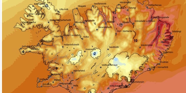 Hiti gæti ná 17 stigum – Lægð á leiðinni
