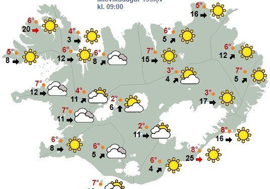 Allt að 14 stiga hiti – Snjókoma framundan