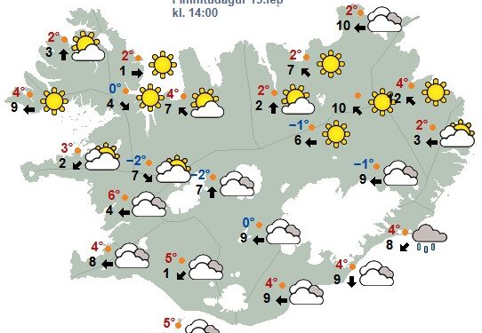 Austanáttin ber með sér úrkomusvæði