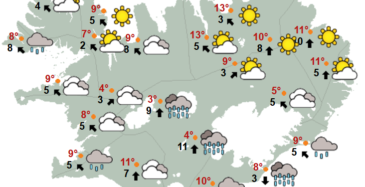 Víðáttumikil og hægfara lægð stjórnar veðrinu