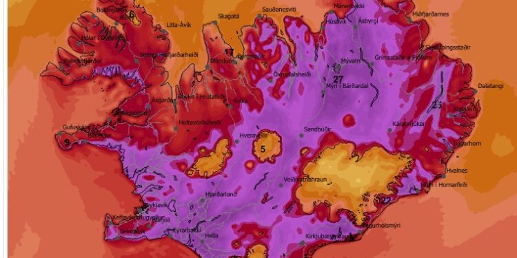 Hitinn getur farið yfir 28 stig – mögulegt að met verði slegin