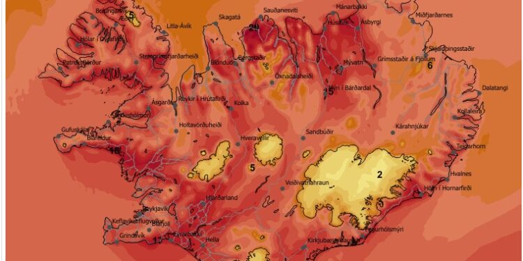 12 til 20 stiga hiti og gosmóða