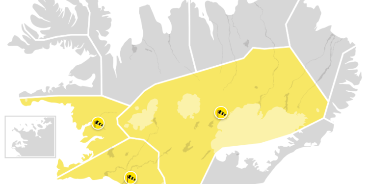 Gul viðvörun vegna veðurs: Suðurland, Faxaflói og Miðhálendi