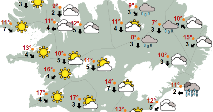 Allt að 17 stiga hiti