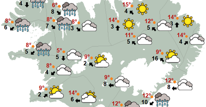 Hlýnar í veðri og lægir á morgun