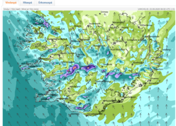 Suðlægur strekkings vindur