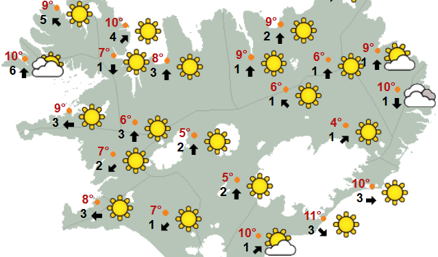Hægviðri og léttskýjað – næsta lægð nálgast