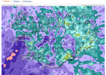Kröpp og djúp lægð vestur af landinu